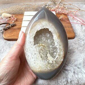 Gorgeous Large Agate with Druzy Flame/Free Form